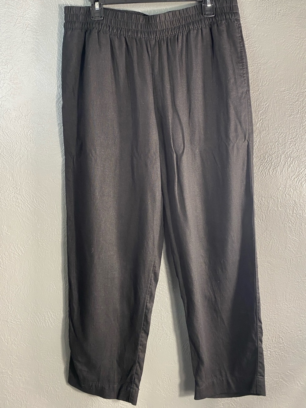 Old Navy Pants Womens L Black Linen Blend High Rise Straight Pull On Pockets
